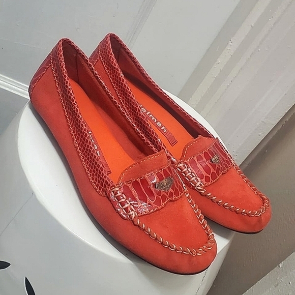 Libby Edelman Women's Leather Loafers Flats Tangerine Orange Size 6 🌴 - Picture 1 of 10